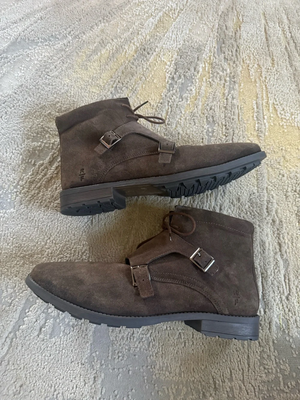 Reserved Footwear chocolate suede leather  Camolin Boot buckle lace up 13
